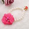 Dog Pet Pearl Flower Collar Elastic Necklace for Puppy Collar Jewelry Accessory(Rose Red)