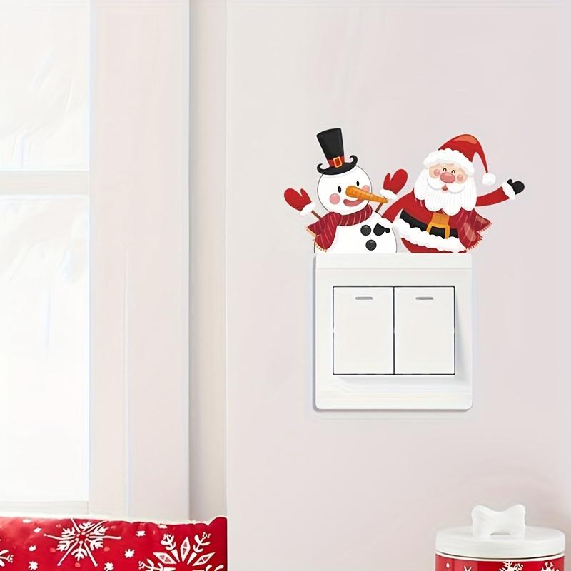 4pcs Cartoon Christmas Series Festival Switch Sticker DIY Wall Art Stickers Home Switch Frame Decoration Removable Self-adhesive