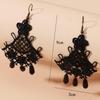 Elegant European & American Antique Black Tassel Lace Stud Earrings