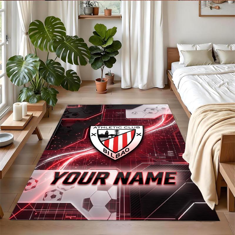 Crystal Velvet Rug Custom Name Text, Soft Non Slip Floor Mat Home DecorAthletic Bilbao FC