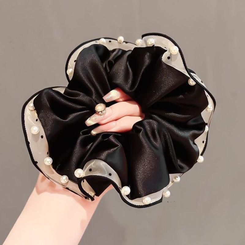 Elegant Top Grade Print Chiffon Large Intestine Scrunchie For Women Hair Tie Hair Band Hair Ring Fashion Hair Accessories