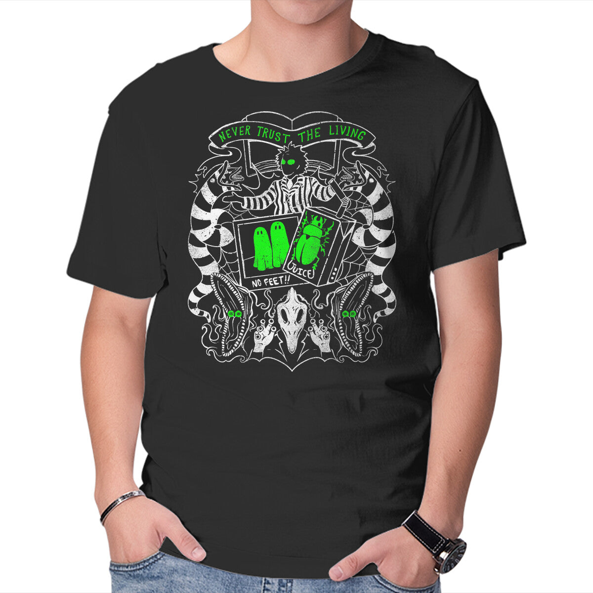Unisex Crew Neck T-Shirt Living People Are Overrated Graphic Short Sleeve Casual Tee M
