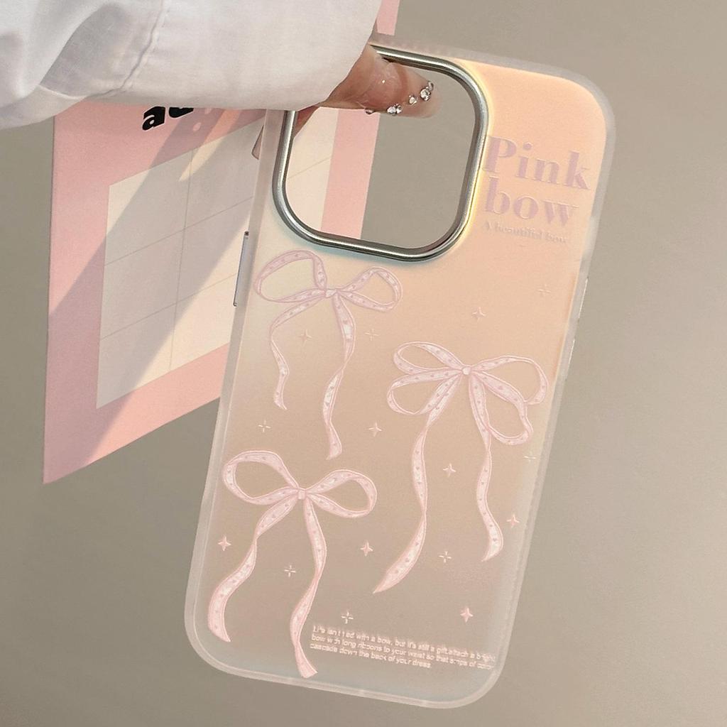 Art Pink Bow Case for iPhone 15 iPhone 16 Pro Max