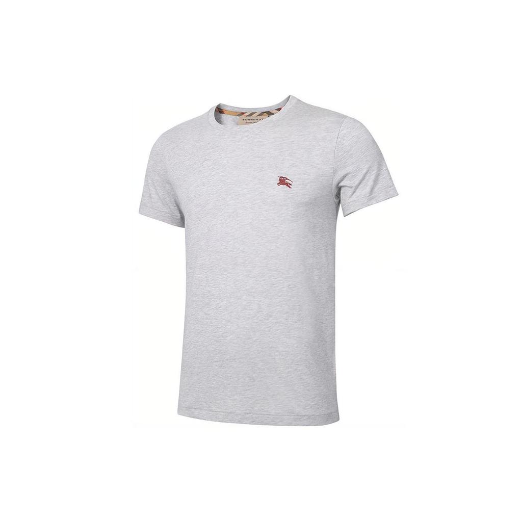 Burberry Men War Horse Embroidered Round Neck Short Sleeve T-shirt Grey 80038301