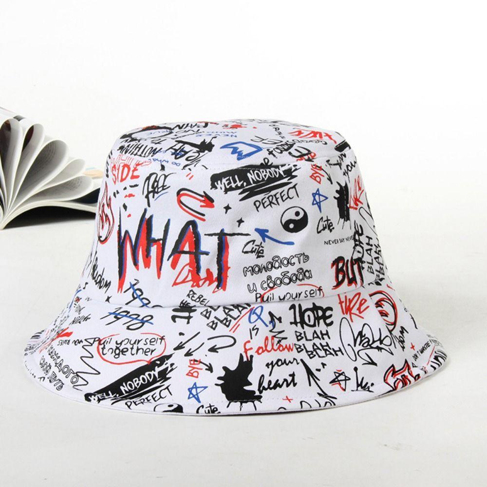 Sunscreen Hip Hop Cap Letter WHAT Panama Bucket Hats Fishermen Caps Graffiti Fisherman Hats  Summer
