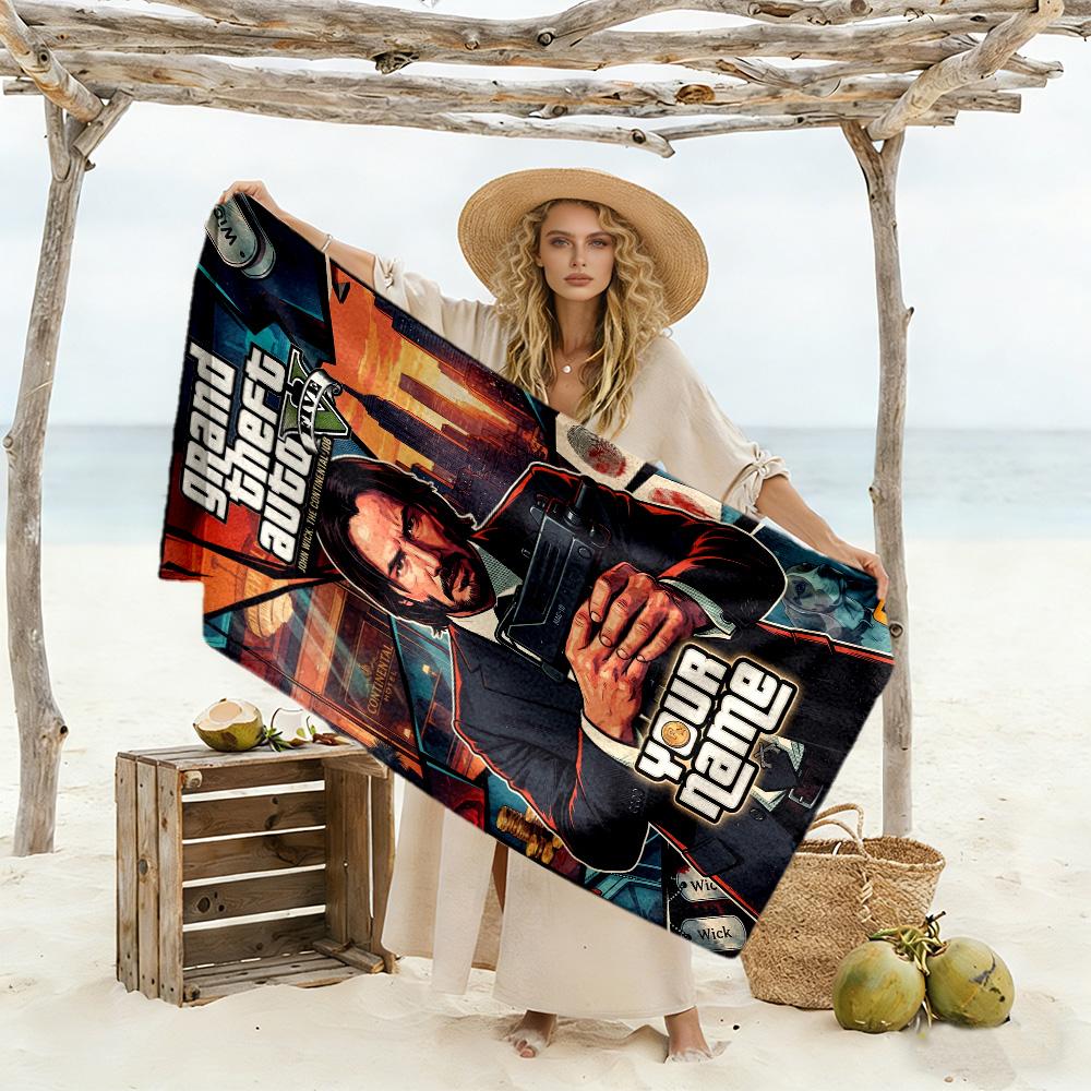 Gta Customizable Name Beach Towel Quick-Dry Soft Microfiber Portable for SwimmingBeachCamping Travel Beach AccessoriesGym