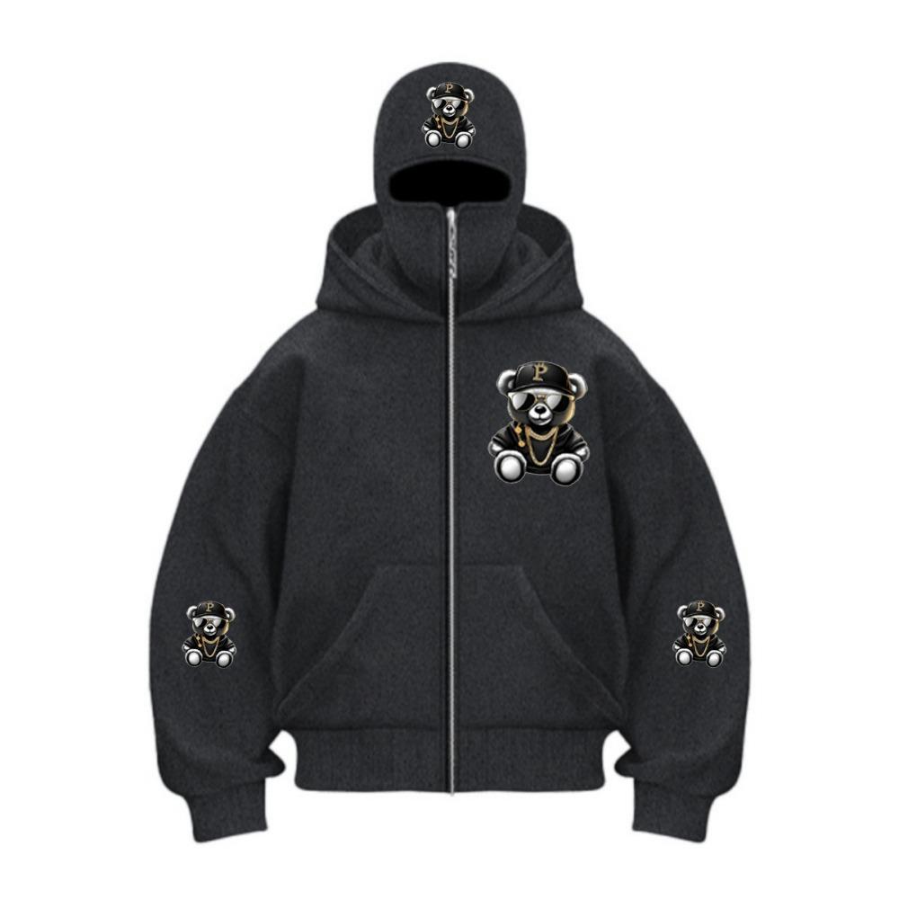 

Men s Fashion Trendy Pattern Print, Zip-up Double Hoodie, Sporty Street Hip-hop Hooded Sweatshirt XXL сірий