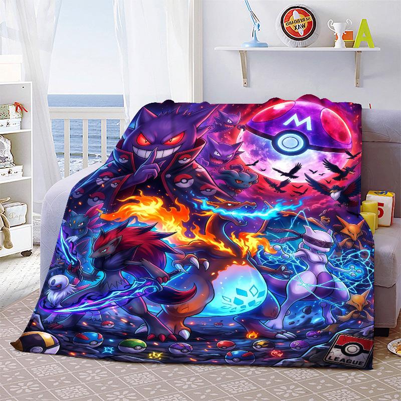 Pokemon Plush Flannel Blanket Soft Warm Lightweight Throw for Couch Sofa Bed Cozy Travel Home Decor Gift Idea -QJY
