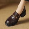 Elegant and thin~ Loafers women's 2025 new autumn and winter lazy shoes British style small leather shoes thick heel high heels 6cm