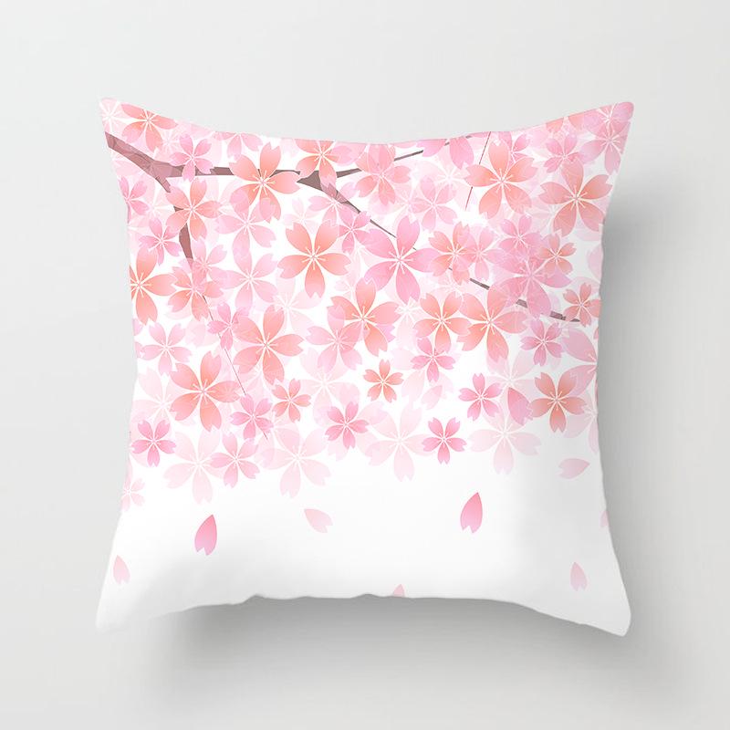 Peach Leather Velvet Fresh Pink Flower Pillowcase Home Sofa Pillow Cushion Cover Core-free