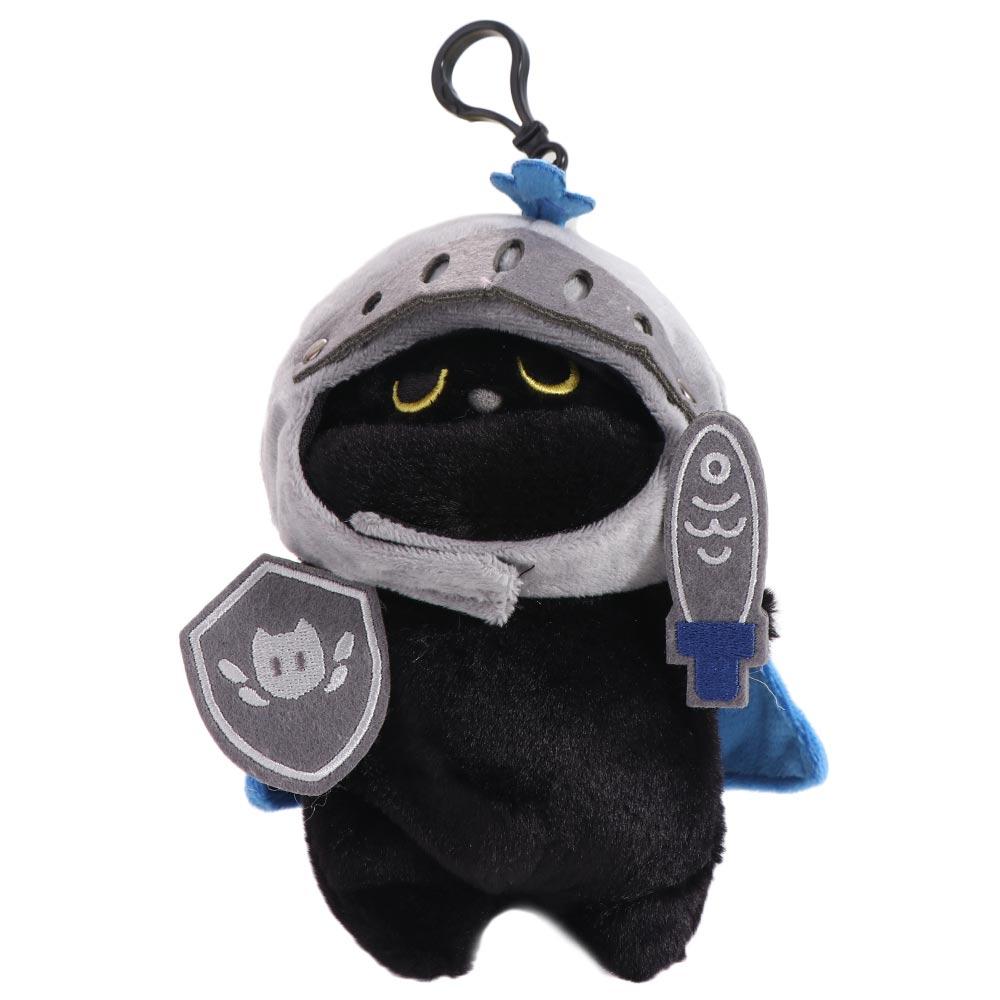 Shield Knight Cat Plush Doll Cartoon Black Cat Stuffed Toy Decoration Cat Plush Toy  Kids