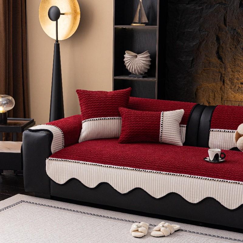 1pcs Thick Plush Sofa Cover Anti Slip Cat Scratch Resistant Non Stick Furniture Protector Living Room Back Towel Home Decor