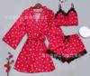 2026 new summer sexy pajamas satin three-piece loungewear love print women