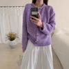 Retro spring new versatile fashion crew neck loose long-sleeved knitted sweater cardigan jacket