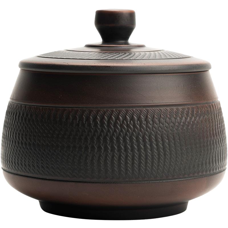 High-grade Purple Pottery   Retro Ceramic Sealed Pot Storage Jar Household Retro Tea Box Moisture-proof Storage Jar