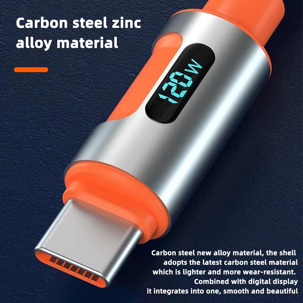 New 120W 6A Super Fast Charge PD Type-C Liquid Silicone Cable 1M 2M USB Cable USB A To C Charger Cable for iPhone Xiaomi Huawei