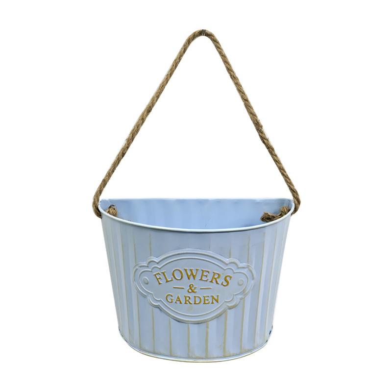 Vintage Metal Flowerpot, Garden Container, Semi-circular Hanging Basket, Flower Basket, Wall Decoration, Garden Courtyard, Balcony Hanging Flowerpot