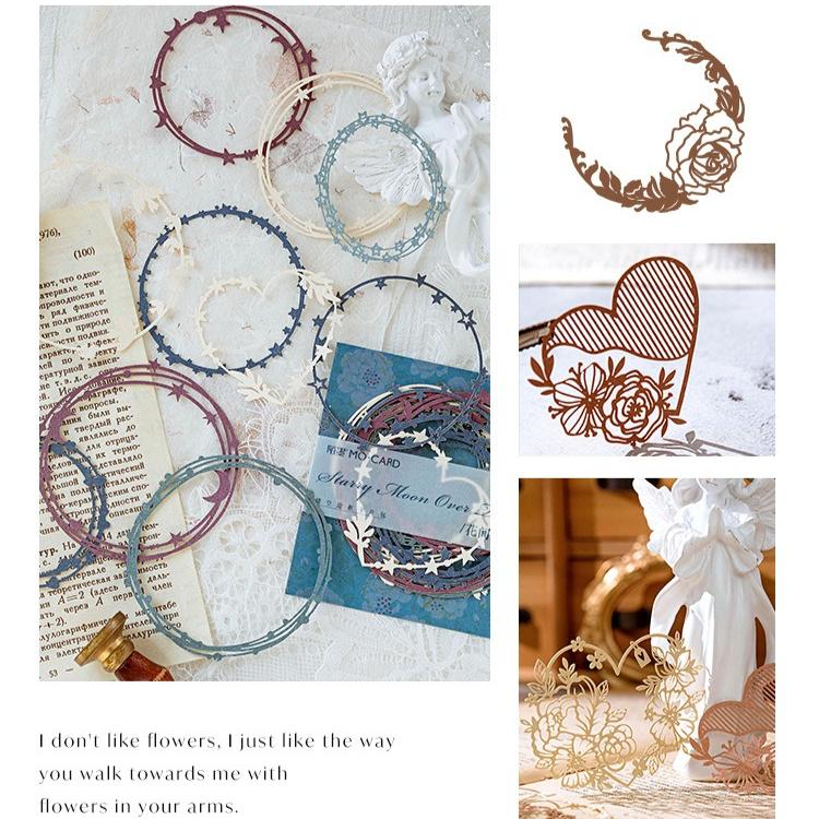 1PC Hollow border card pack Flower whisper series light retro salt series wreath butterfly handbook decoration material paper and card