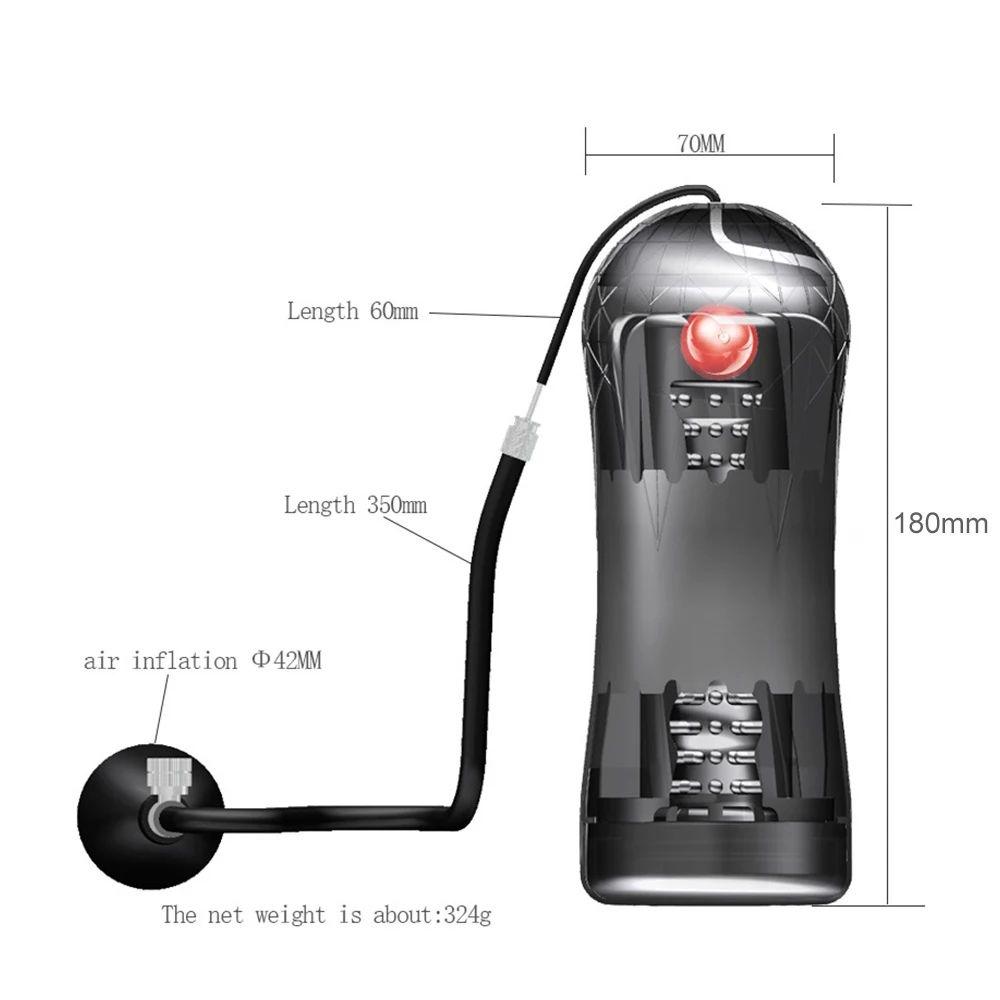 USB Rechargeable Male Masturbation Cup Adult Products Pocket Pussy Glans Stimulator Penis Trainer Inflatable Bulb Squeeze Sex Toys for Men Masturbator