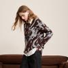 Sancai Damen Pullover mit abstraktem Leoparden-Jacquard-Strick