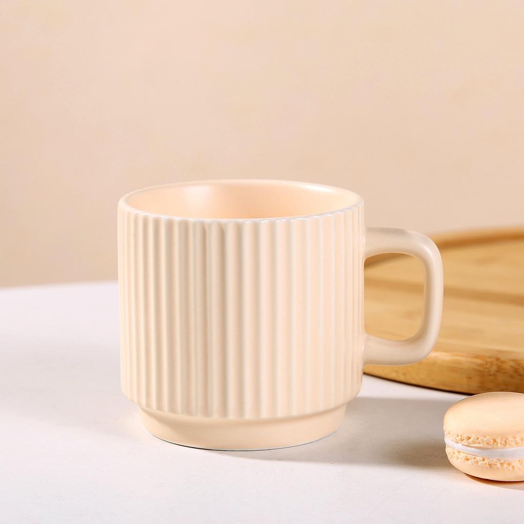 Enkel Randig Mugg Kaffekopp Frukostkoppar Söta Muggar Dryckesvaror Personlig Presentkopp för Te Jul Keramik Rolig Öl Bar