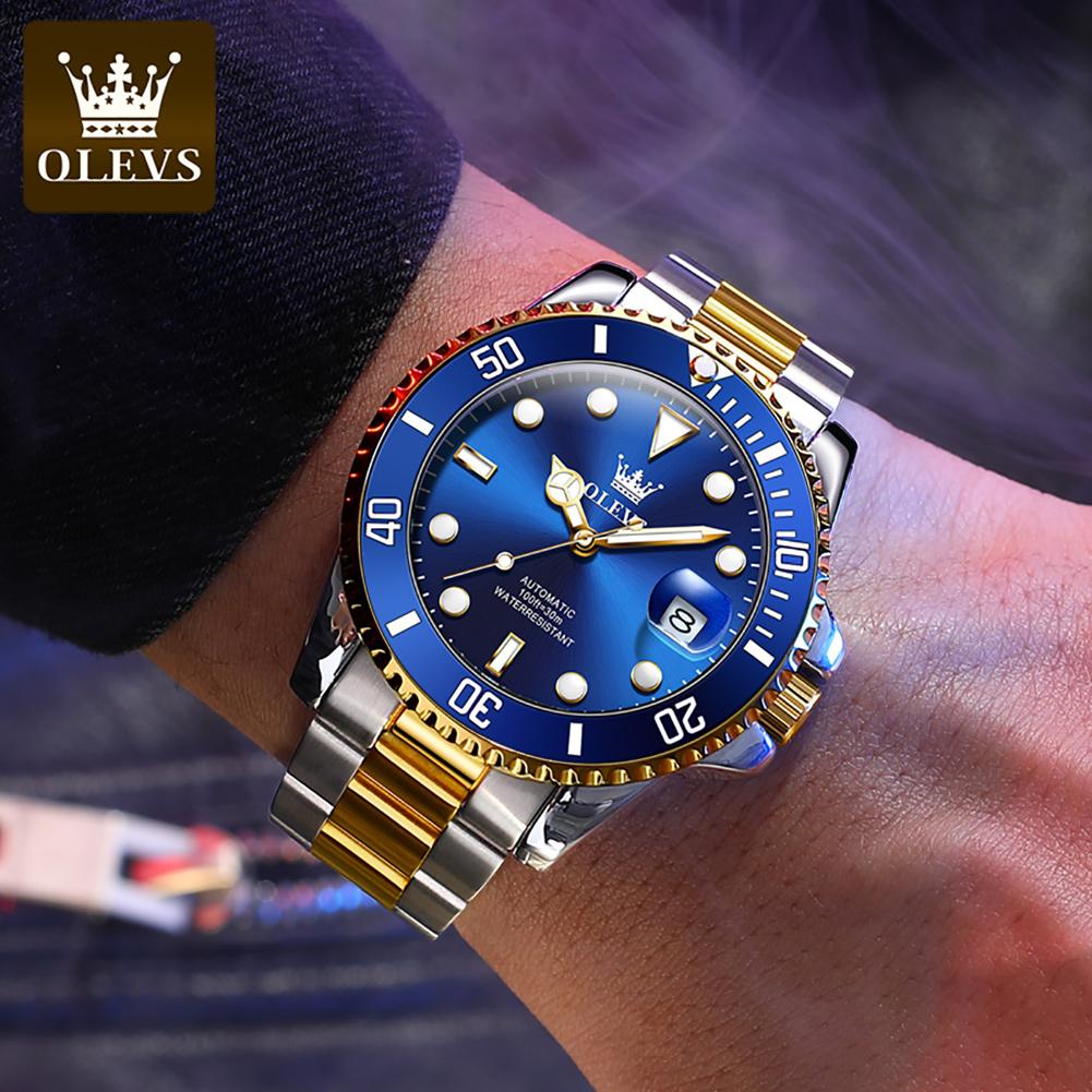 OLEVS 6650 Reloj para Hombre Clásico Original Automático Mecánico Para Hombre Escala de Circonita Resistente al Agua Luminoso Acero Inoxidable Reloj