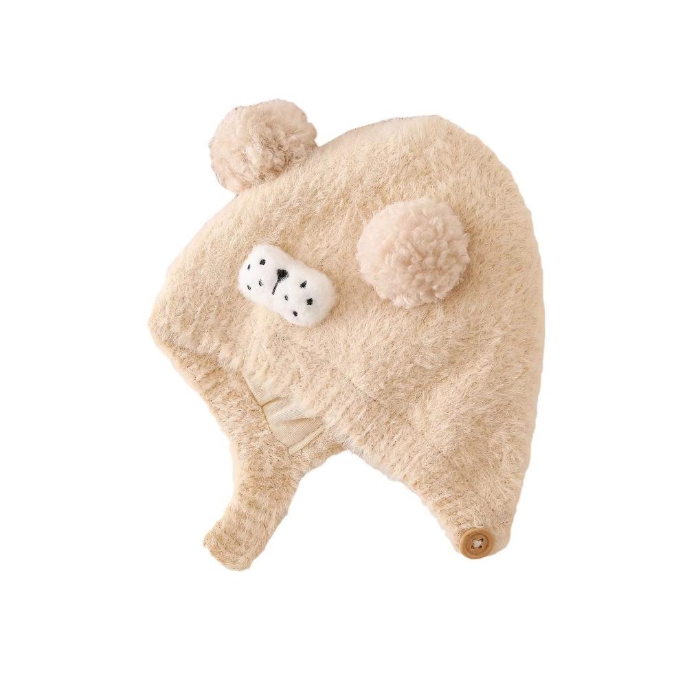 Double Pom Pom Kids Knit Hat Ear Protection Pom Pom Hat Cartoon Baby Winter Hat  for Babies