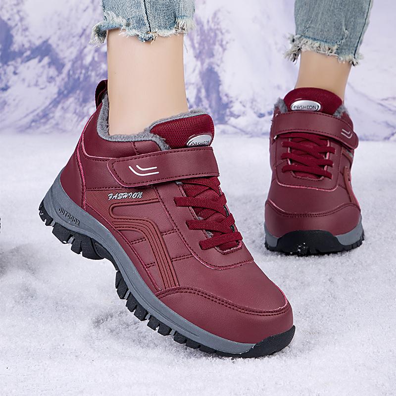 MCTIN Boots Women Waterproof Winter Leather Shoes Ankle Boots Male Snow Hiking Boots
