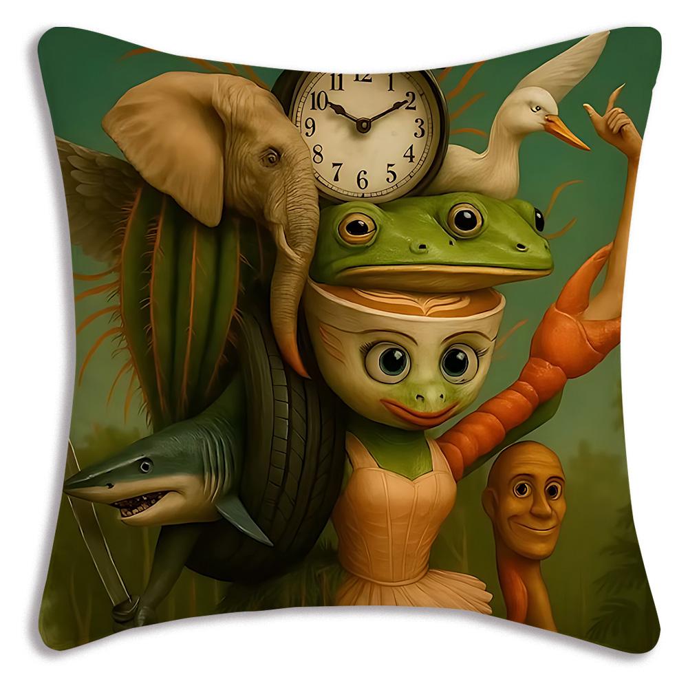Cute I-Italians brainrots Pillow Covers Cartoon Sofa Decorative Home Double-sided Printing Short Plush Cute Cushion Cover