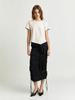 Muse Lily Side String Belted Satin Cargo Long Skirt_Black