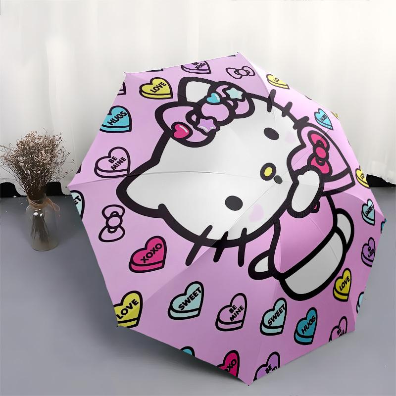 1pc Hello Kitty Love Hugs KindnessUmbrella with Plastic Handle,Suitable for All Seasons Home Travel Outdoor UmbrellaSanlio141