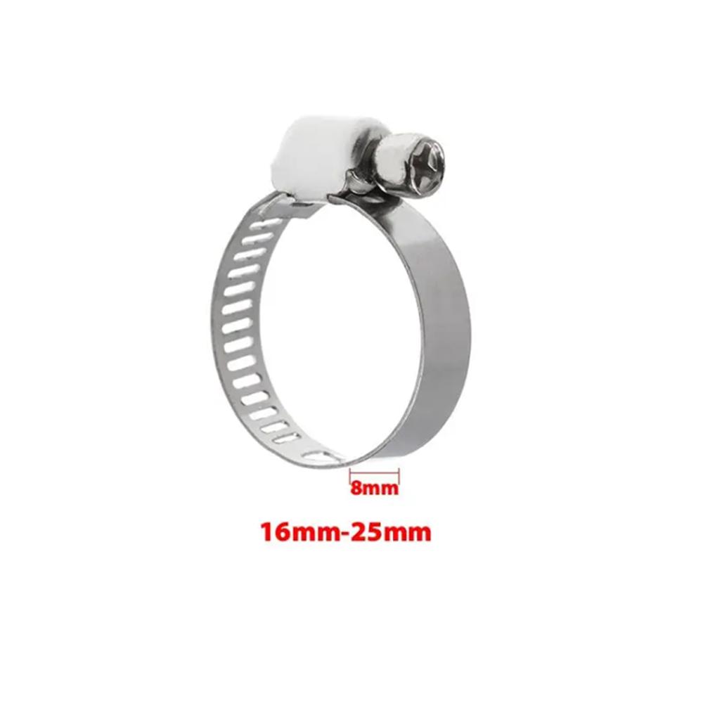 10Pcs Hose Clips Pipe Clamps Stainless Steel Hoop Clamp Hose 304 Stainless Steel Automotive Pipes Clip Fixed Tool 8-25mm