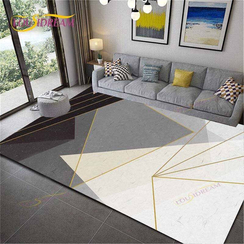 Geometric Carpet for Living Room Velvet Rug Kids Bedroom Bedside Rugs Soft Square Fluffy Carpets Home Sofa Table Decor Mat