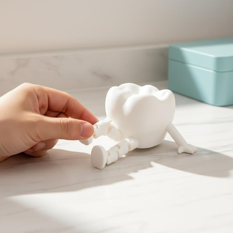 3D-printet artikuleret tandfigurine, Bevægelige led Tandmodel, Sjov dentaldekoration til skrivebord, Gave til tandlægeklinik