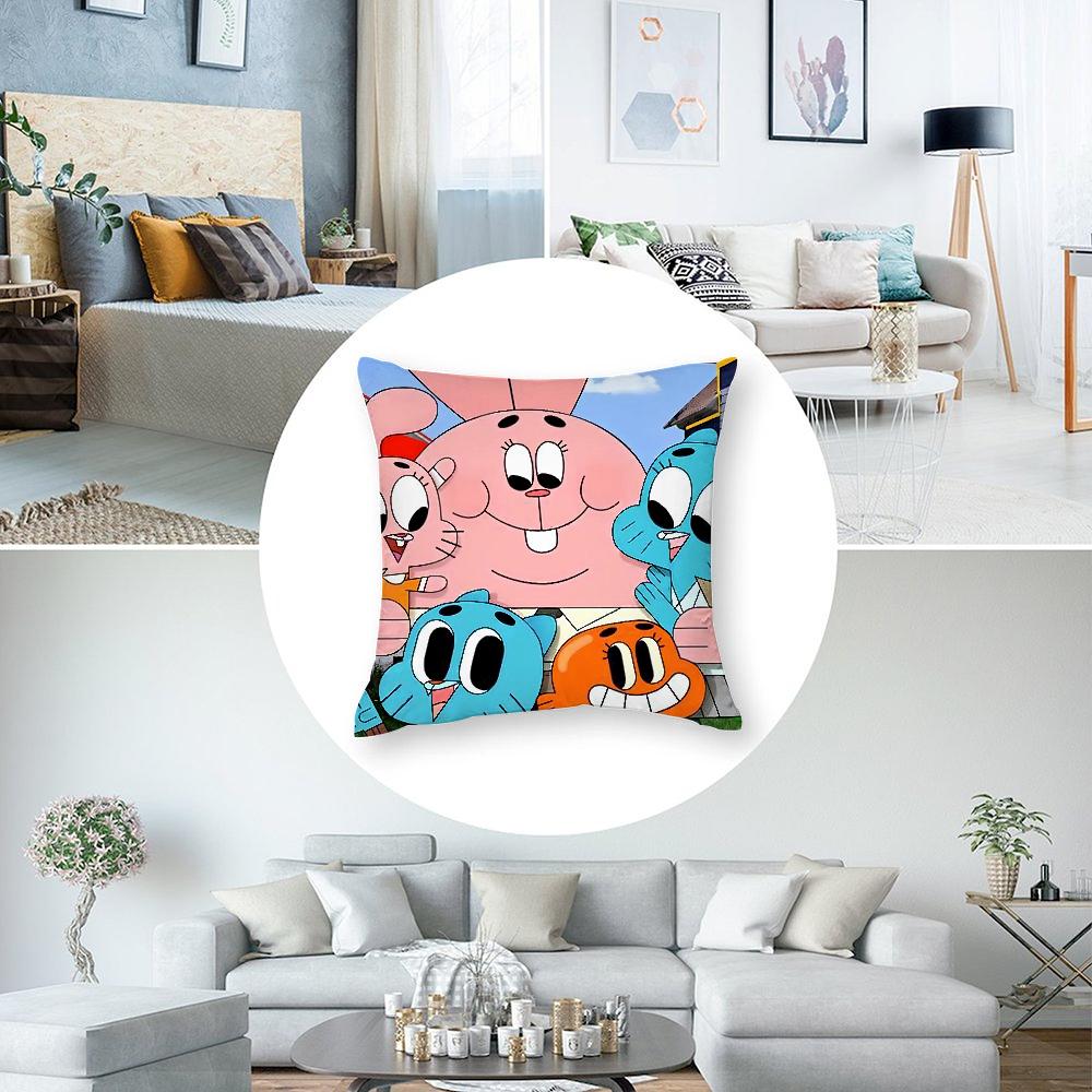 Animation Amazing World Gumball Pillow Case Short Plush Sofa Decorative Gift Home Double-sided Printing Cushion