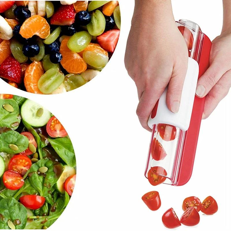 Tomato Grape Cherry Slicer Fruit Vegetable Salad Manual Slicer, Fruit and Vegetable Tool Kitchen Gadget, Progressive Zip Slicer