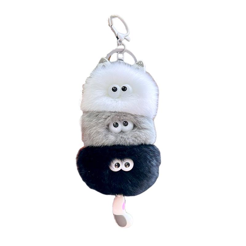 Rex Rabbit Fur Cat Backpack Pendant Keychain Ornament
