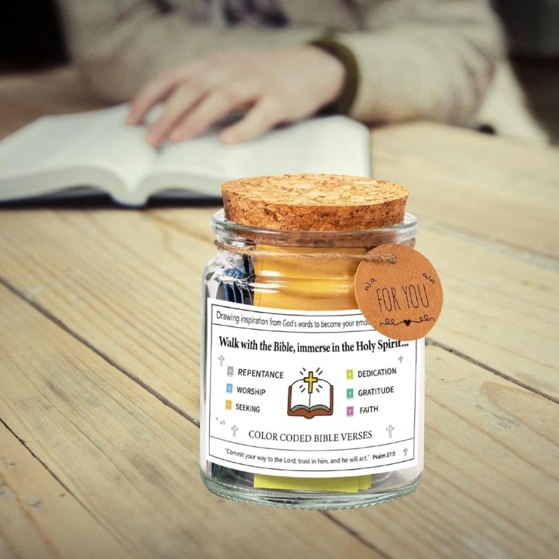 Devotional Vessel Bible Verses In Glass Jar For Prayer Scripture Paper Cards Included Christian Home Decoration Gift