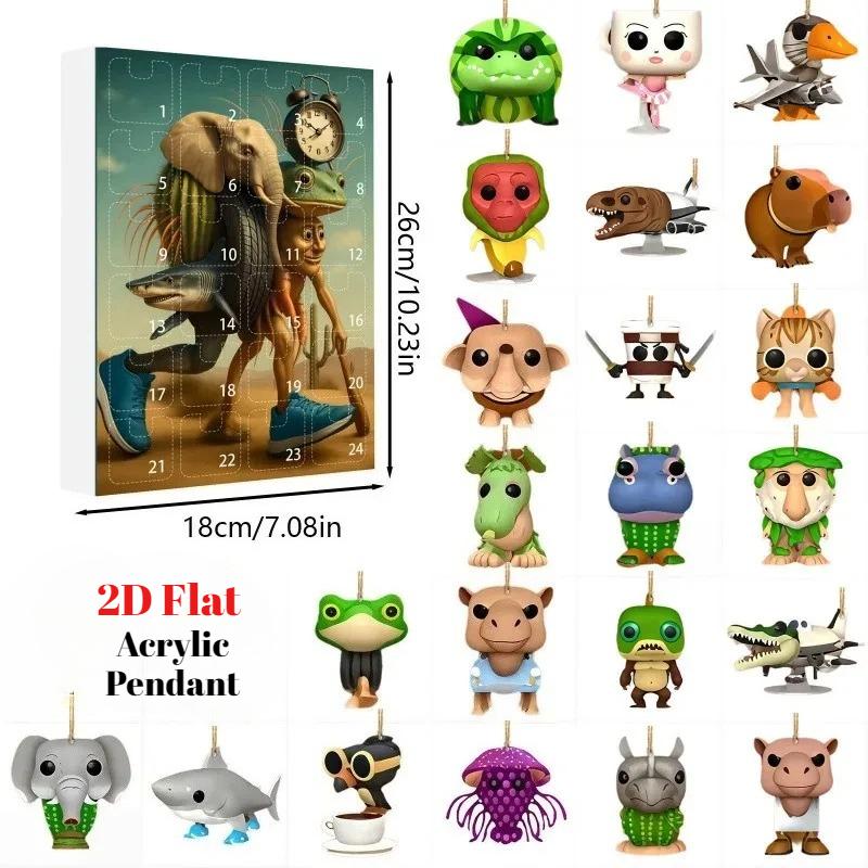 Italian Brainrot Advent Calendar,Halloween Advent Calendar 2025,2D Flat Acrylic Italian Brainrot Toys,24 Day Italian Brain Rot Figurine for Halloween