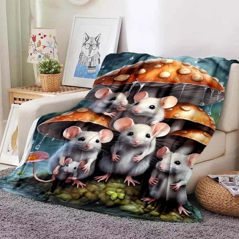 Kawaii The Capybara Club Home Cartoon Printed Blanket Picnic Blanket Warm Flannel Soft and Comfortable Home Travel Birthday Gift