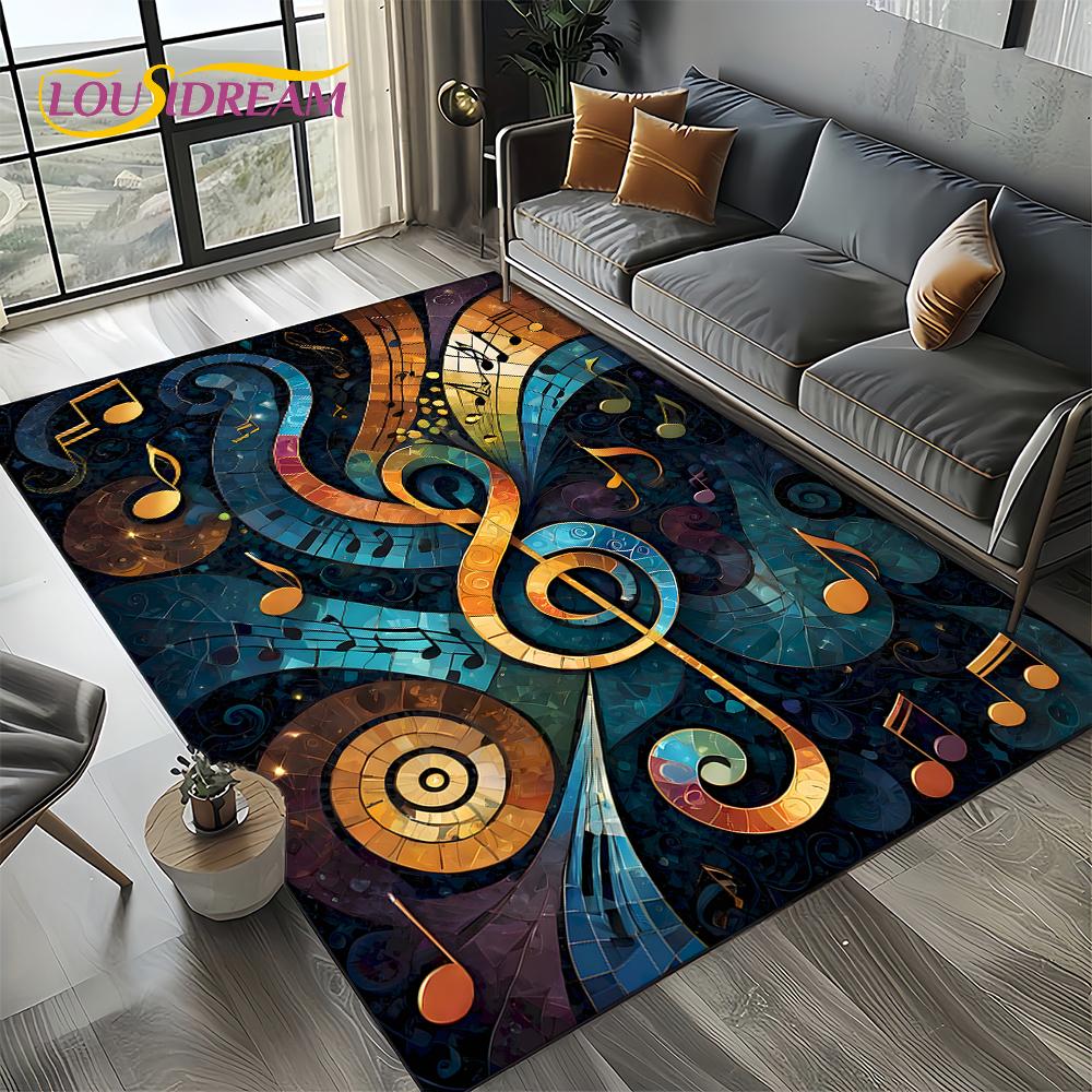 Note Music Colorful Musical Score Cartoon Dream Carpet Rug for Living Room Bedroom Home Sofa Decoration,Kid Non-slip Floor Mat