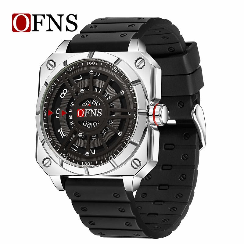 OFNS Men s Fashionable Japanese Movement Square Quartz Watch - Versatile, Waterproof Business Design серебряный/чёрный