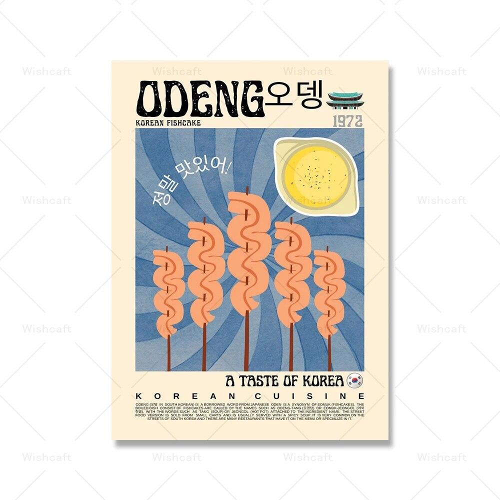 Gimbap Kimchi Bibimbap Poster Retro Style Korean Food Vintage Wall Art Pictures Cuisine Modern Kitchen Decor Prints Painting No Frame