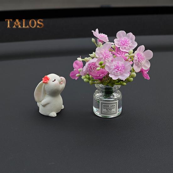 Auto-Armaturenbrett-Dekor, Mini-Hase mit Blüte in Blumenvase, Auto-Innendekoration, Geschenk für Frauen und Männer, Autobesitzer