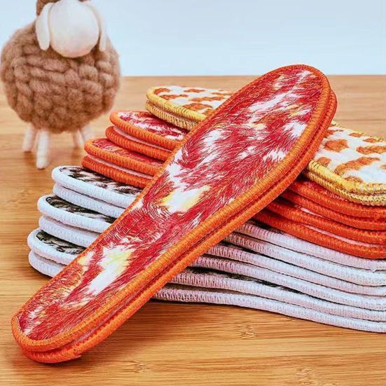 2 Pairs Winter Insoles Thick Fleece-Lined Warm Shoe Pads with Anti-Slip & Moisture-Wicking Comfortable Cushion for Boots Shoes
