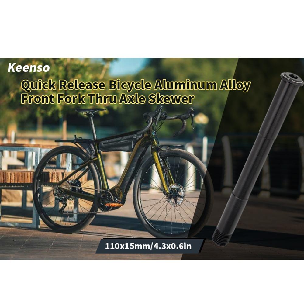 Durable Aluminum Alloy Front Fork Axle 15x110mm Black Quick Release Skewer Thru Axle for RockShox Bicycle Hub