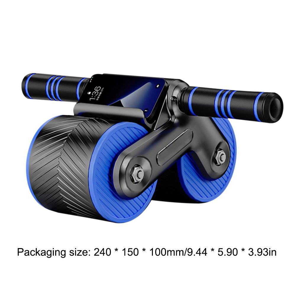 Abdominal Wheel Exerciser Dual Wheel Design Abdominal Fitness Wheel Automatic Rebound Anti-Slip for Bodybuilding Training