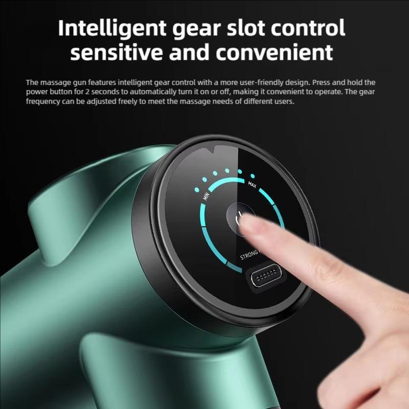 Sports Fitness Fascia Gun 4 Kinds of Massage Head Can Be Changed 6 Gear Adjustable 6MM Deep Massage Impact Mini Fascia Gun