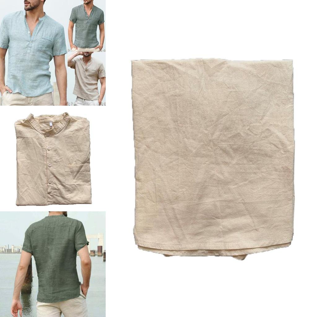 Summer Men Henley T Shirt Tops Casual Loose V Neck Short Sleeve Pullover Tee Breathable And Comfortable For Everyday Wear