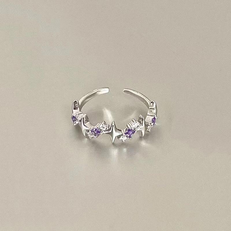 Y2K Style Sparkling Pink Zircon Bride Rings for Women Couples Korean Trendy Heart Star Geometric Wedding Party Jewelry